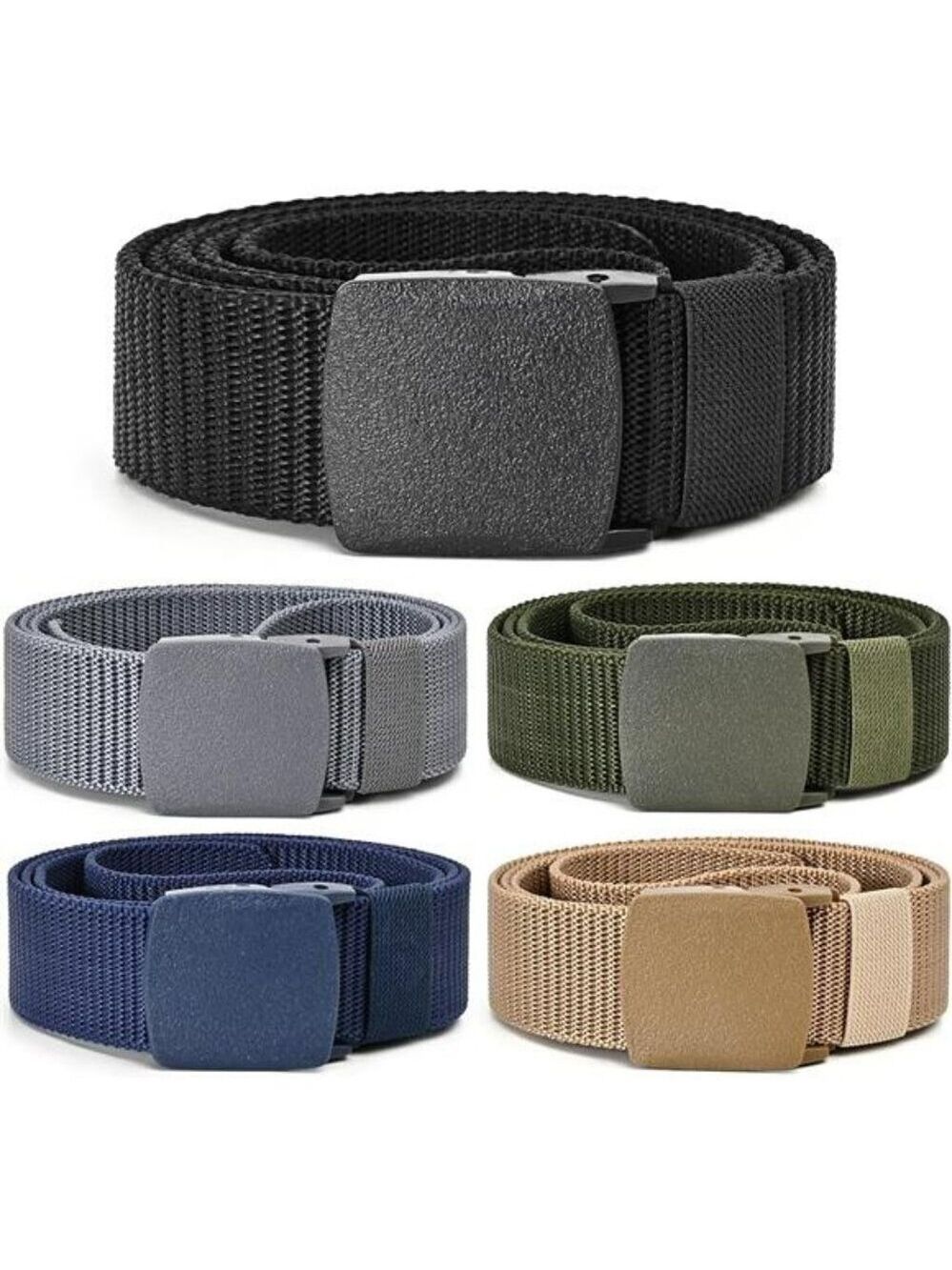 Mens Tactical Nylon Belts 5 Pack Military Metal Free Adjustable Outdoor Gear